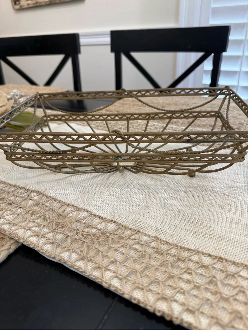 Decorative Metal Wire Basket - Antique Brass Finish